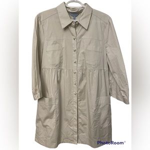 Beige Jessica Collared Button Down Blouse Size 14